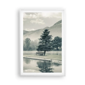 Plakát v bílém rámu - Jezero ještě spí - 61x91 cm