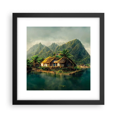 Plakát v černém rámu - Tropický ráj - 30x30 cm