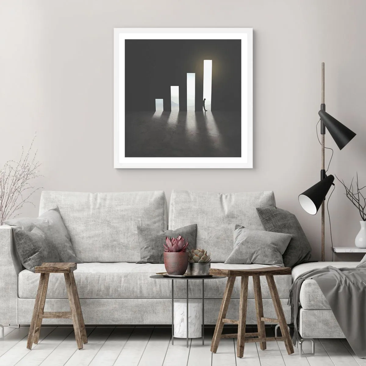 Plakát v bílém rámu - Úspěch – imprese - 30x30 cm