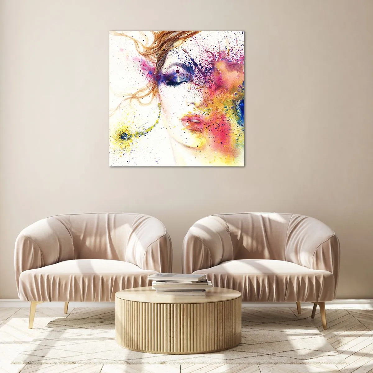 Obraz na skle - Duhová závrať - 70x70 cm