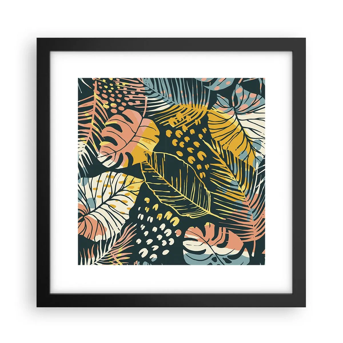 Plakát v černém rámu - Listová fantazie - 30x30 cm