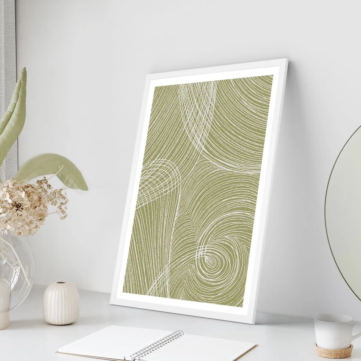 Plakát v bílém rámu - Mistrovská abstrakce v bílé - 70x100 cm