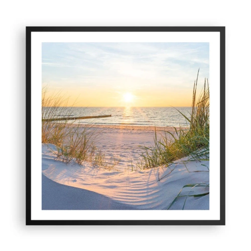 Plakát v černém rámu - Šumění moře, zpěv ptáků, divoká pláž uprostřed trávy… - 60x60 cm