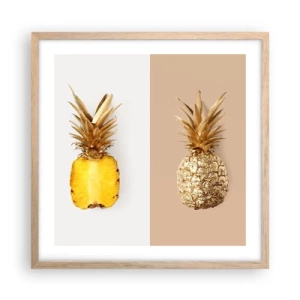 Plakát v rámu světlý dub - Ananas pro nás - 50x50 cm