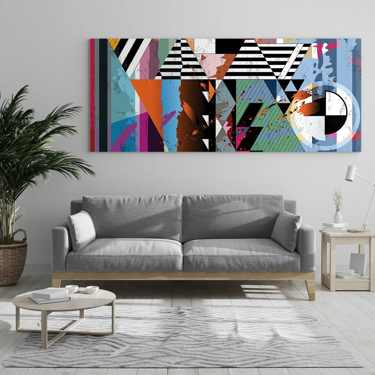 Obraz na skle - Geometricky a organicky - 120x50 cm