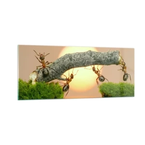Obraz na skle - Radostná, společná práce - 100x40 cm