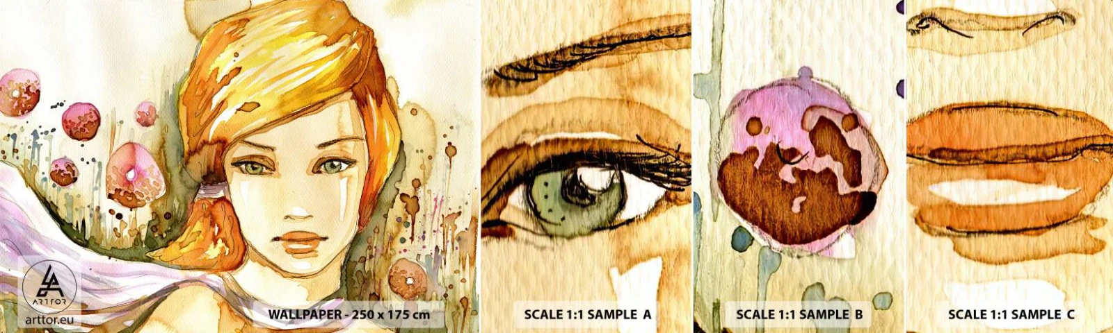 Vzor Fototapety Samolepicí Deluxe Sticker - Smaragdový pohled, který zahání hněv - Žena, Louka, Móda - 100x30 cm