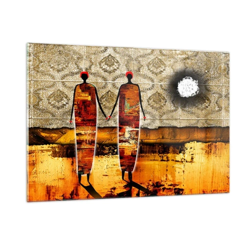 Obraz na skle - Etnická kompozice v barvách Afriky - 120x80 cm