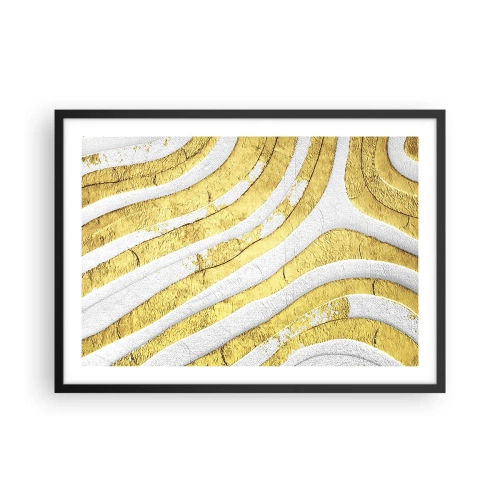 Plakát v černém rámu - Kompozice v bílé a zlaté - 70x50 cm