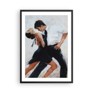 Plakát v černém rámu - Pár tančí v dynamické póze - 50x70cm - Tango mých tužeb a snů - Moderní nástěnná dekorace do obývacího pokoje a ložnice ARTTOR