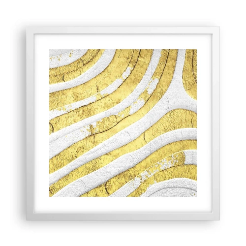 Plakát v bílém rámu - Kompozice v bílé a zlaté - 40x40 cm