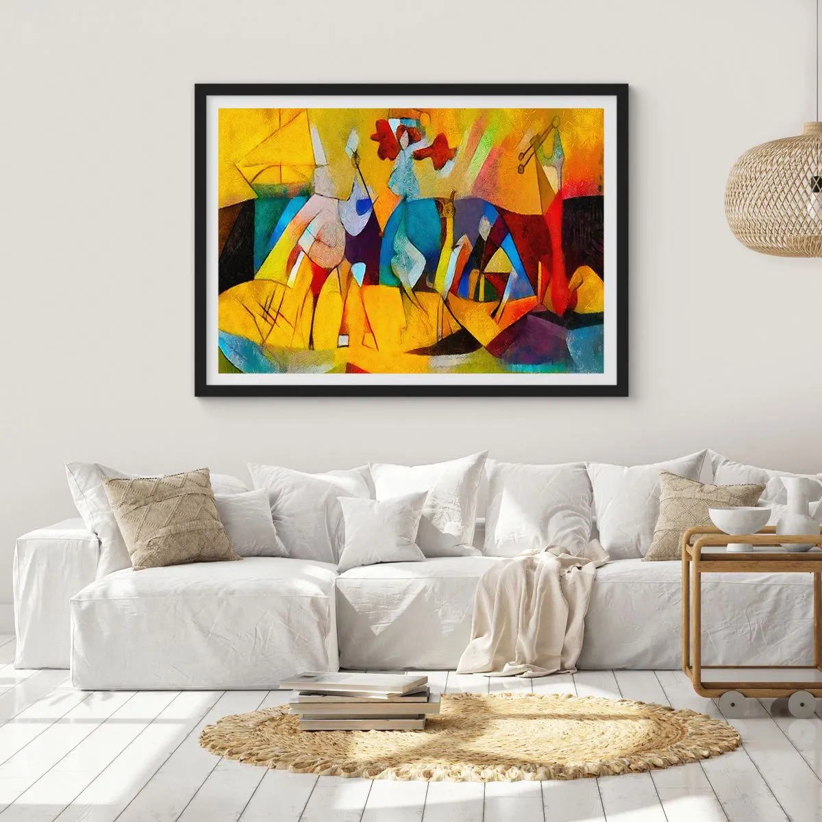 Plakát v černém rámu - Slunce - život - radost - 100x70 cm