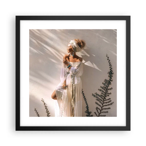 Plakát v černém rámu - Slunce a dívka - 40x40 cm