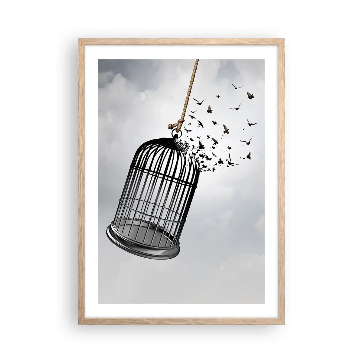 Plakát v rámu světlý dub - Víra… naděje… svoboda! - 50x70 cm