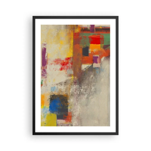 Plakát v černém rámu - Abstraktní kompozice v živých barvách - 50x70cm - Geometrie barev - Moderní nástěnná dekorace do obývacího pokoje a ložnice ARTTOR