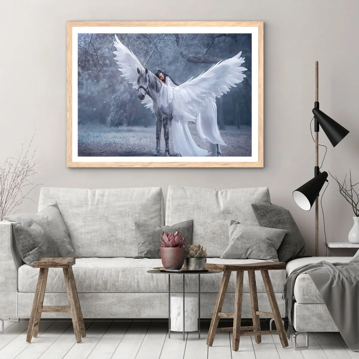 Plakát v rámu světlý dub - Nadšený okamžik - 91x61 cm