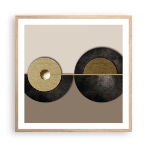 Plakát v rámu světlý dub - Variace kolem kruhu - 60x60 cm