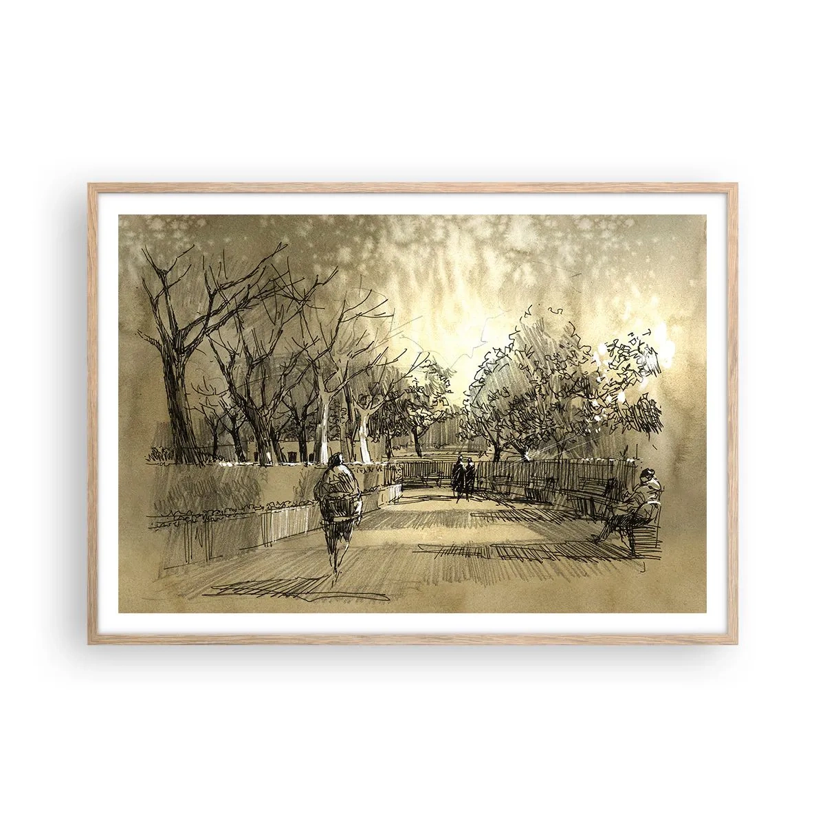 Plakát v rámu světlý dub - Pírkem zastavený okamžik - 100x70 cm