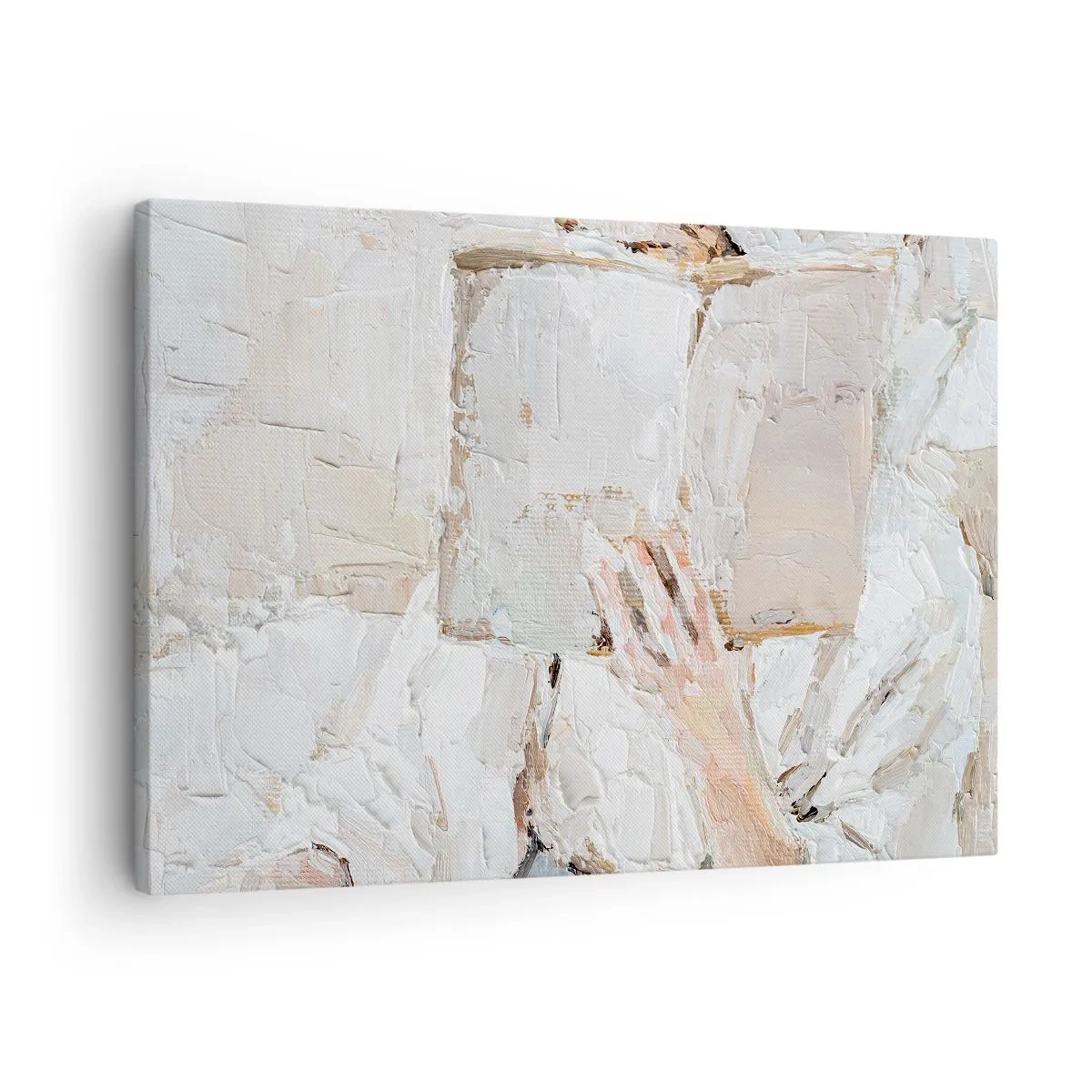 Obraz na plátně - Impresionistický obraz ruky držící otevřenou knihu. - 70x50cm - V jiném světě - Moderní nástěnná dekorace do obývacího pokoje a ložnice ARTTOR