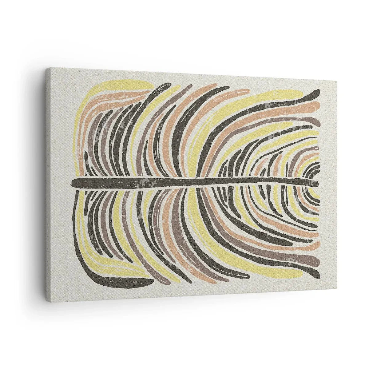 Obraz na plátně - Abstraktní motiv listů v zemitých tónech - 70x50cm - Abstrakce plná života - Moderní nástěnná dekorace do obývacího pokoje a ložnice ARTTOR