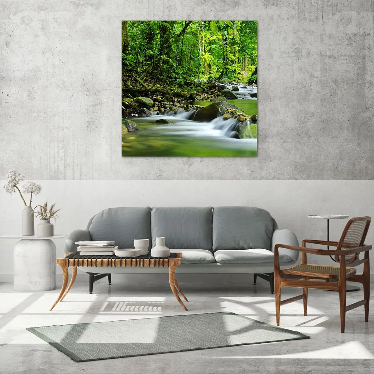 Obraz na skle - Plout mořem zeleně - 70x70 cm