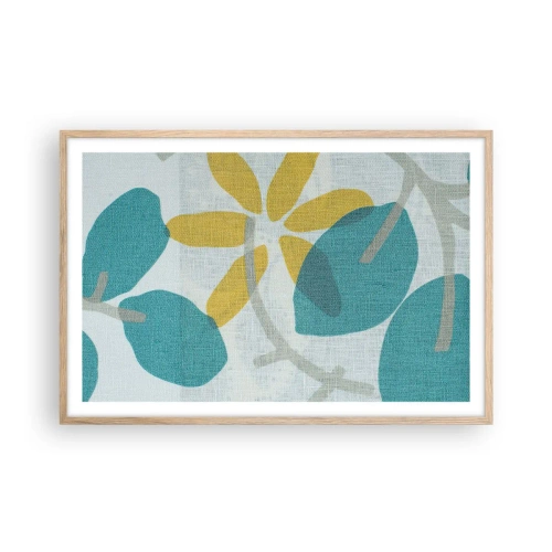 Plakát v rámu světlý dub - Mezi azurovými listy - 91x61 cm