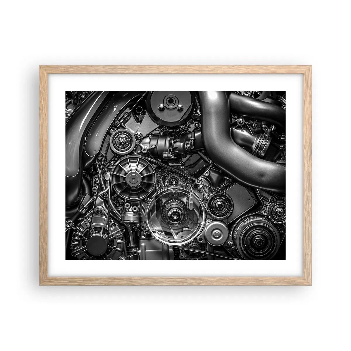 Plakát v rámu světlý dub - Poezie mechaniky - 50x40 cm