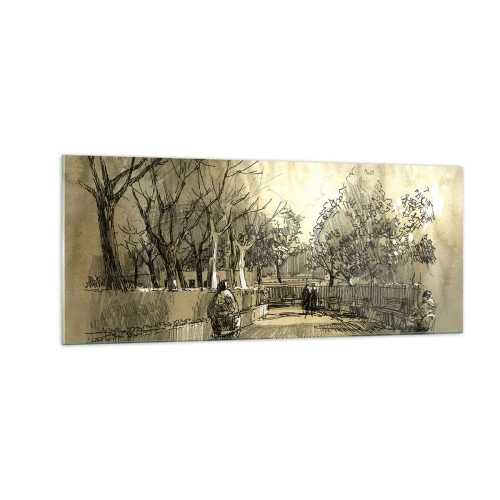 Obraz na skle - Pírkem zastavený okamžik - 100x40 cm