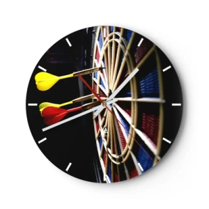 Nástěnné hodiny - Šipky zasahující cíl - 30x30cm - Přesný zásah - Moderní nástěnná dekorace do obývacího pokoje, kuchyně a ložnice ARTTOR