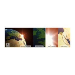 Fototapeta Vzorek Standard Eco - Východ slunce - Kosmos, Zeměkoule, Kontinenty - 100x30 cm