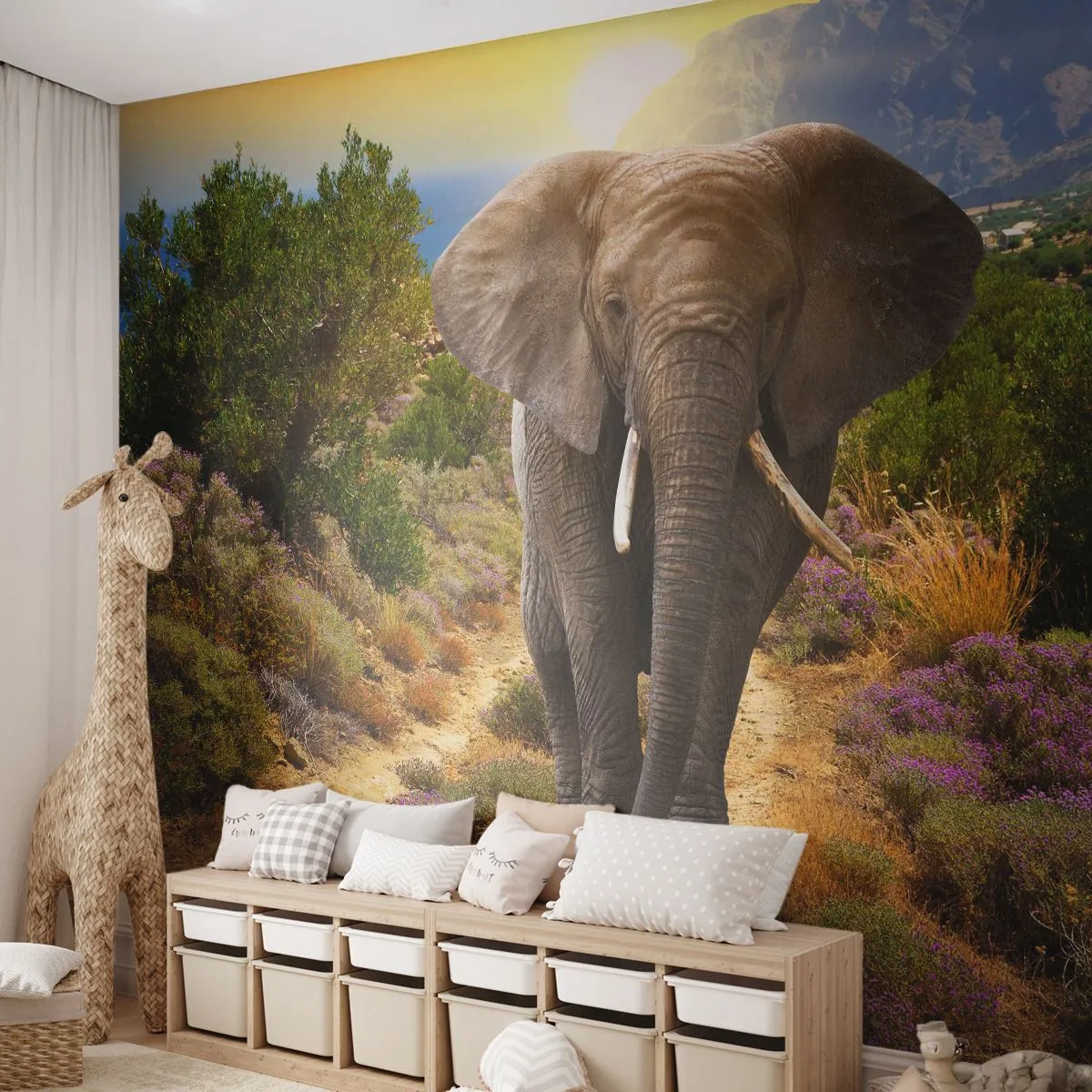 Fototapeta Samolepicí Deluxe Sticker - Tak vypadal Ráj - Zvířata, Slon, Safari - 250x175 cm