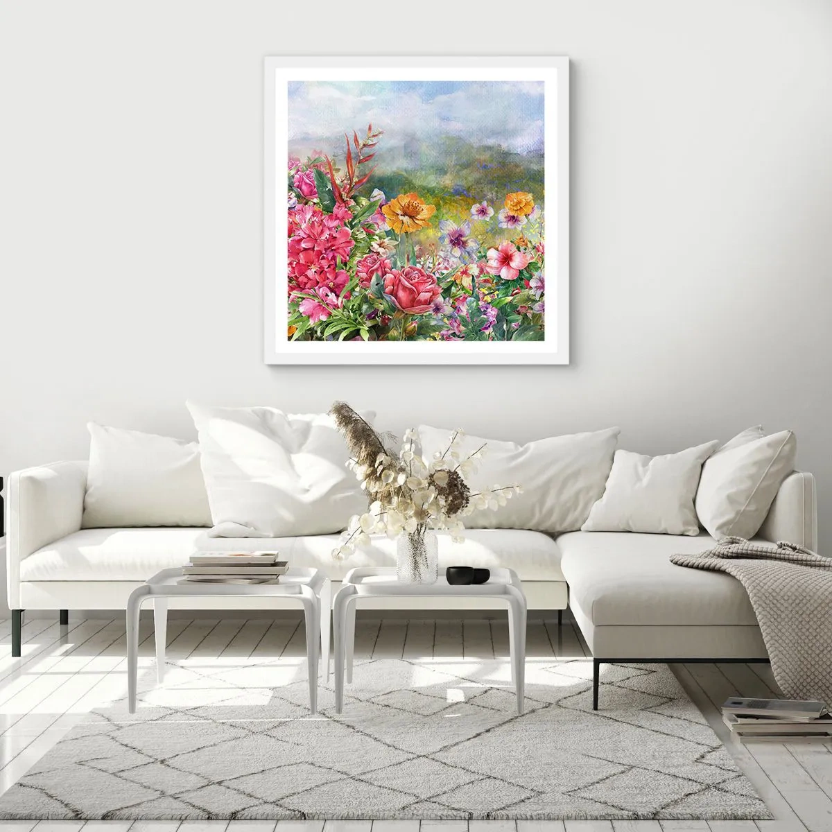 Plakát v bílém rámu - Zahrada, která se zbláznila - 40x40 cm