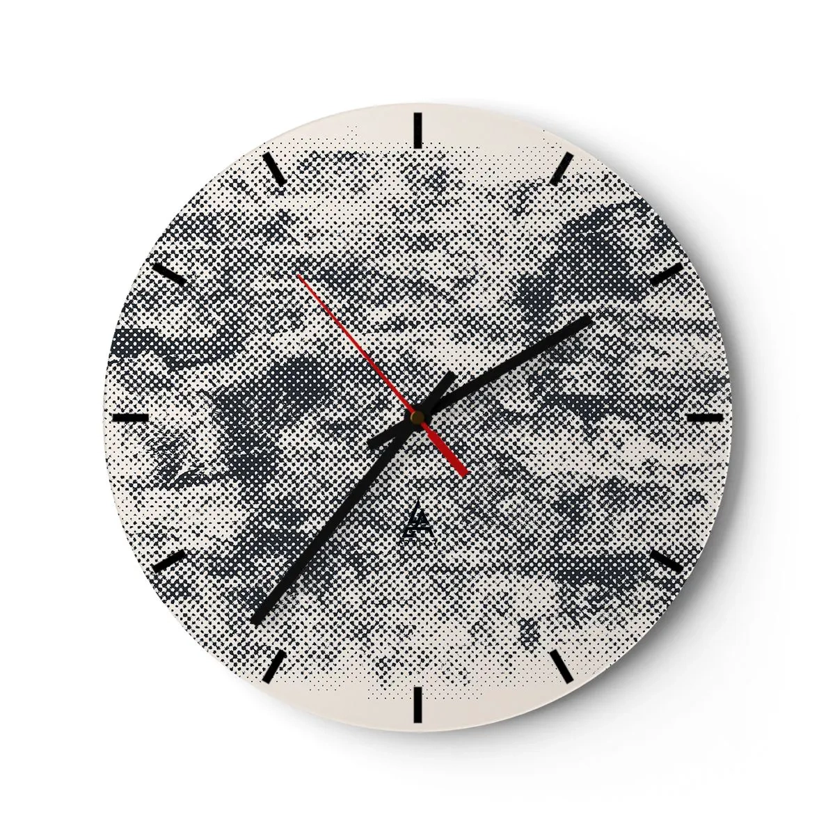 Nástěnné hodiny - Černá a bílá textura s efektem rastrové mřížky - 30x30cm - Mlžná kompozice - Moderní nástěnná dekorace do obývacího pokoje, kuchyně a ložnice ARTTOR