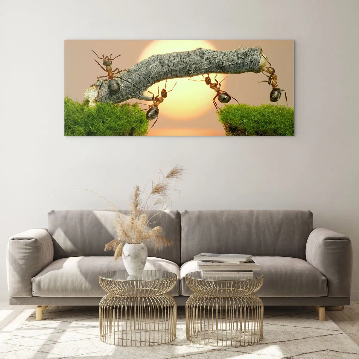 Obraz na skle - Radostná, společná práce - 90x30 cm