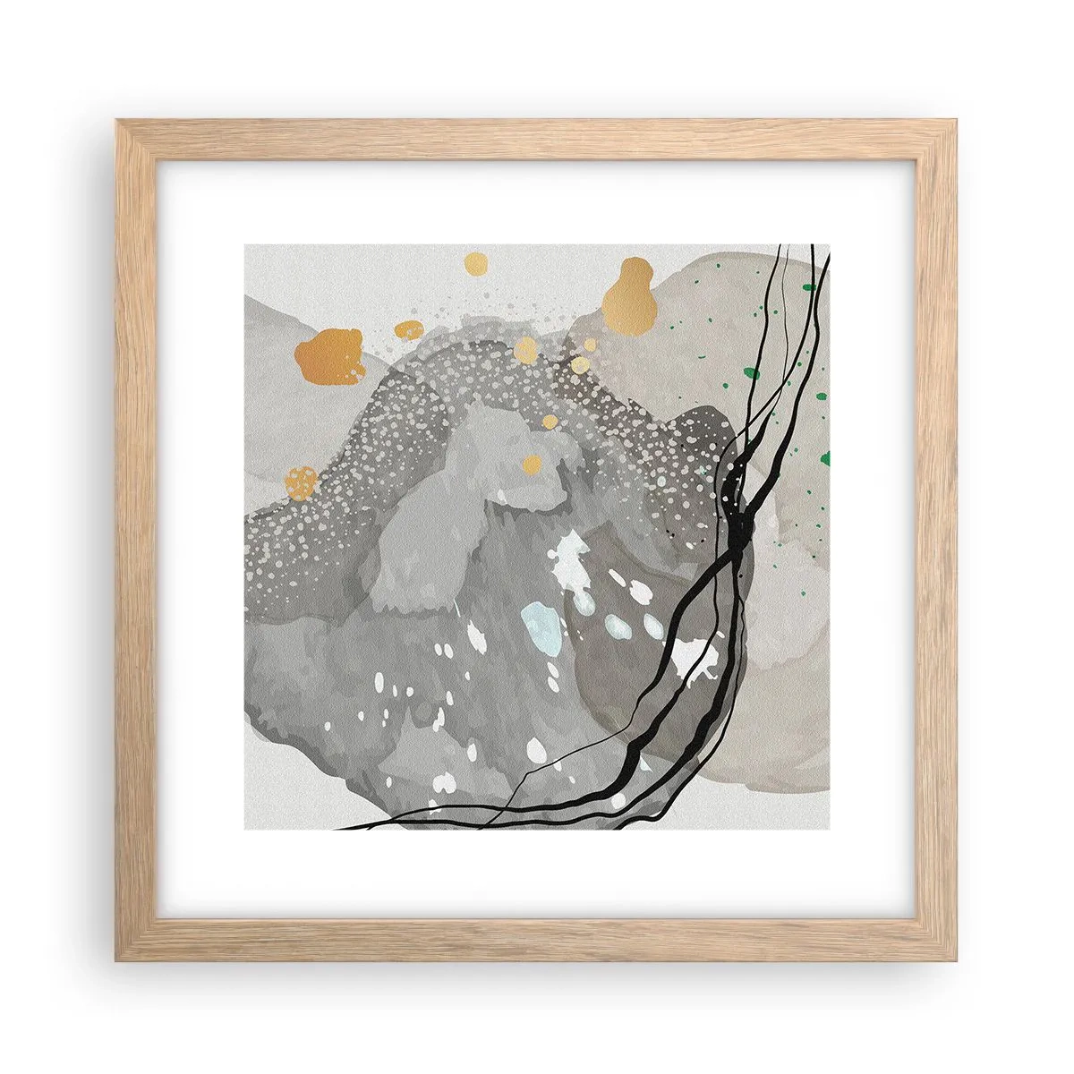 Plakát v rámu světlý dub - Organická kompozice - 30x30 cm