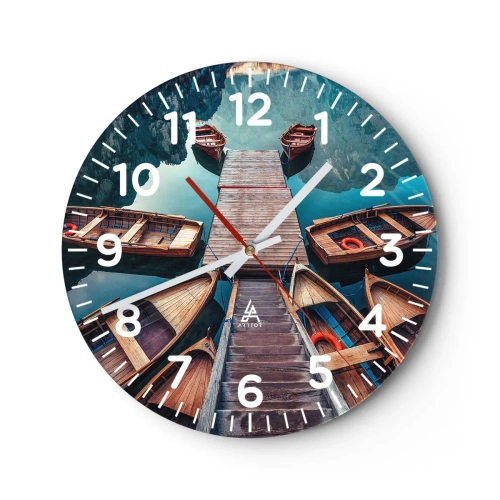 Nástěnné hodiny - Čekám v přístavu - 30x30 cm