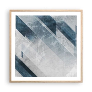 Plakát v rámu světlý dub - Prostorová kompozice – pohyb šedé - 60x60 cm
