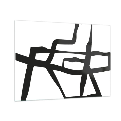 Obraz na skle - Abstraktní černobílá struktura připomínající městský půdorys. - 70x50cm - Černobílá konstrukce - Moderní nástěnná dekorace do obývacího pokoje a ložnice ARTTOR