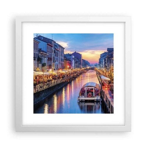 Plakát v bílém rámu - Večer plný světla a zábavy - 30x30 cm