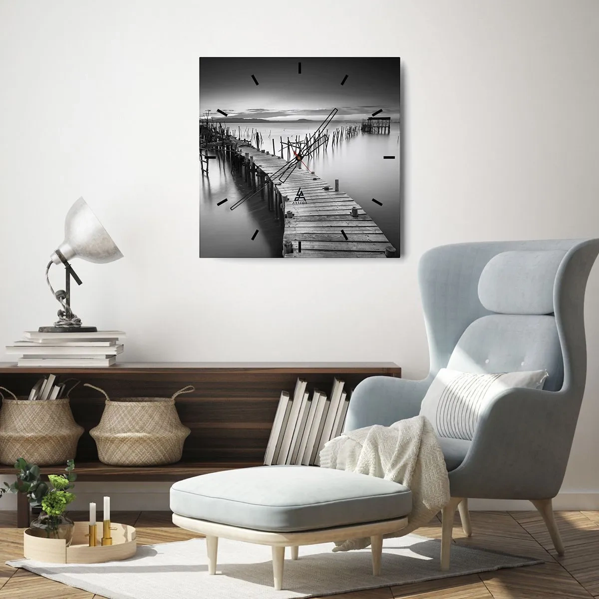 Nástěnné hodiny - Klid zapomenutého břehu - 40x40 cm