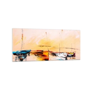 Obraz na skle - Večer v přístavu - 120x50 cm
