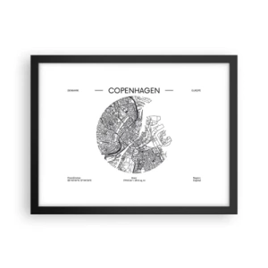 Plakát v černém rámu - Anatomie Kodaně - 40x30 cm