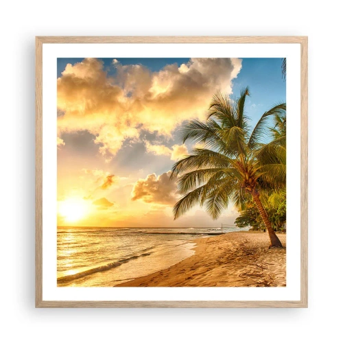 Plakát v rámu světlý dub - Věčné léto, vždy prázdniny - 60x60 cm