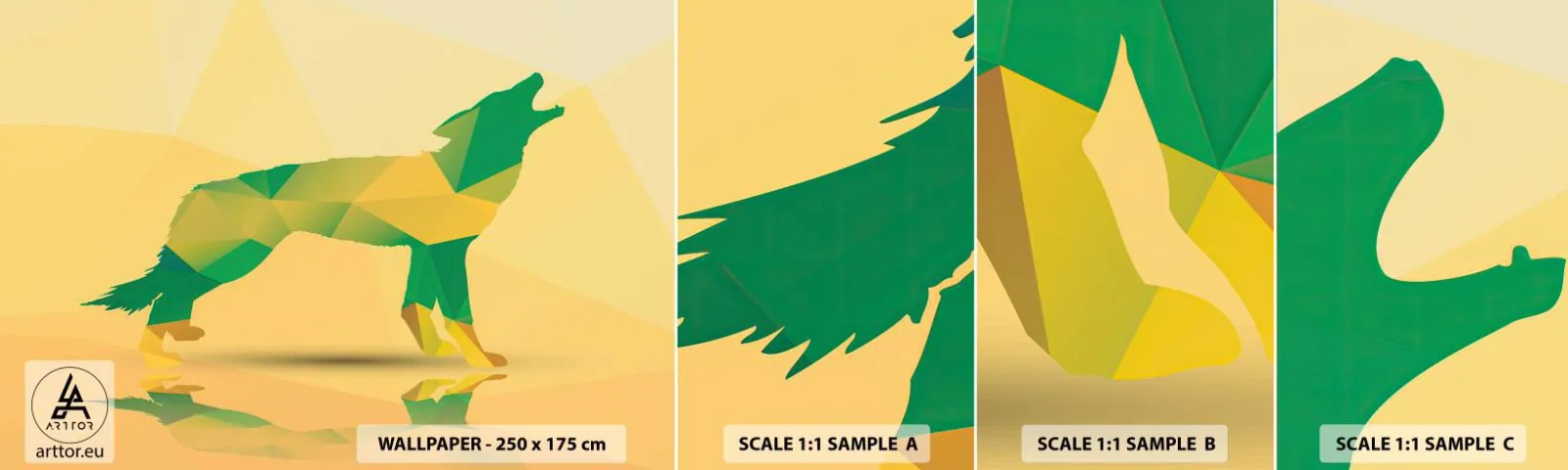 Fototapeta Vzorek Standard Eco - Samotný vlk - Zvířata, Vlk, Geometrický obrazec - 100x30 cm