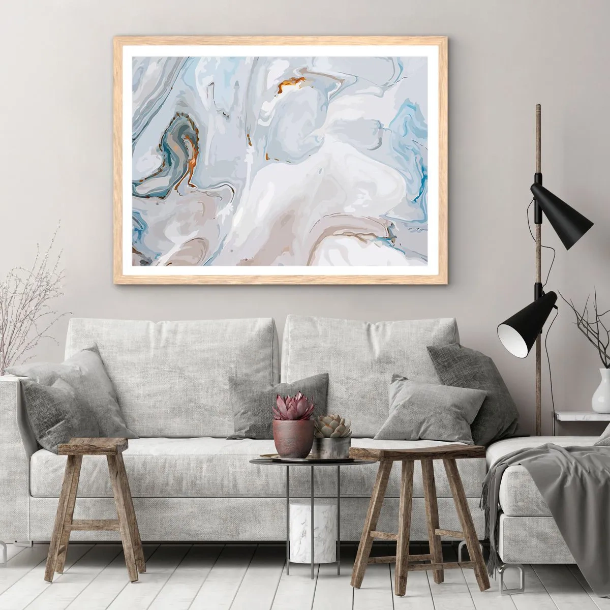 Plakát v rámu světlý dub - Povznesená bílá - 40x30 cm