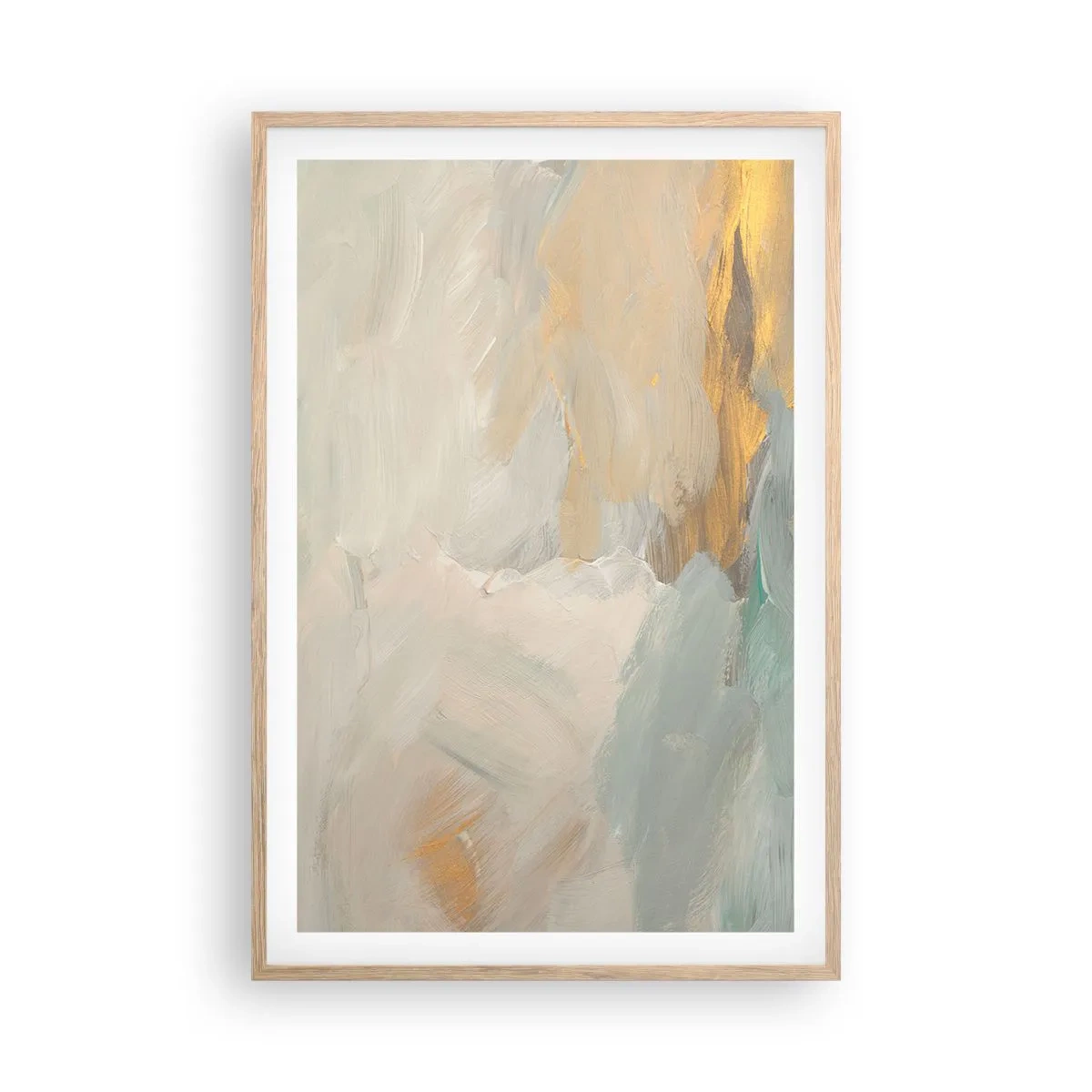 Plakát v rámu světlý dub - Abstrakce – krajina něhy - 61x91 cm