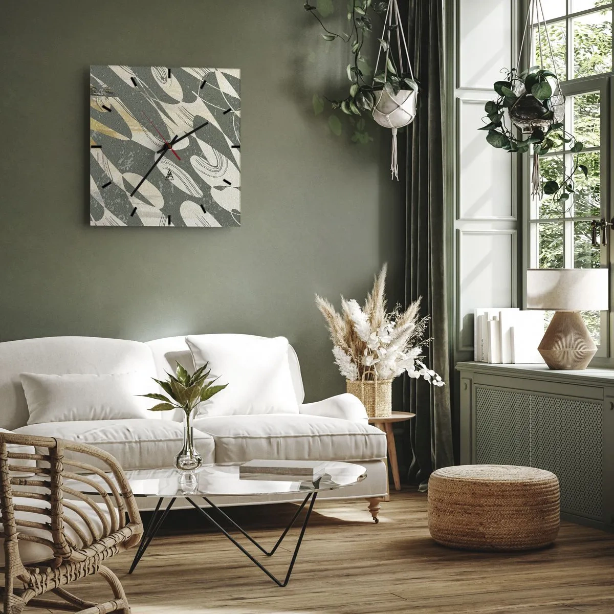 Nástěnné hodiny - Rytmizovaná abstrakce - 40x40 cm