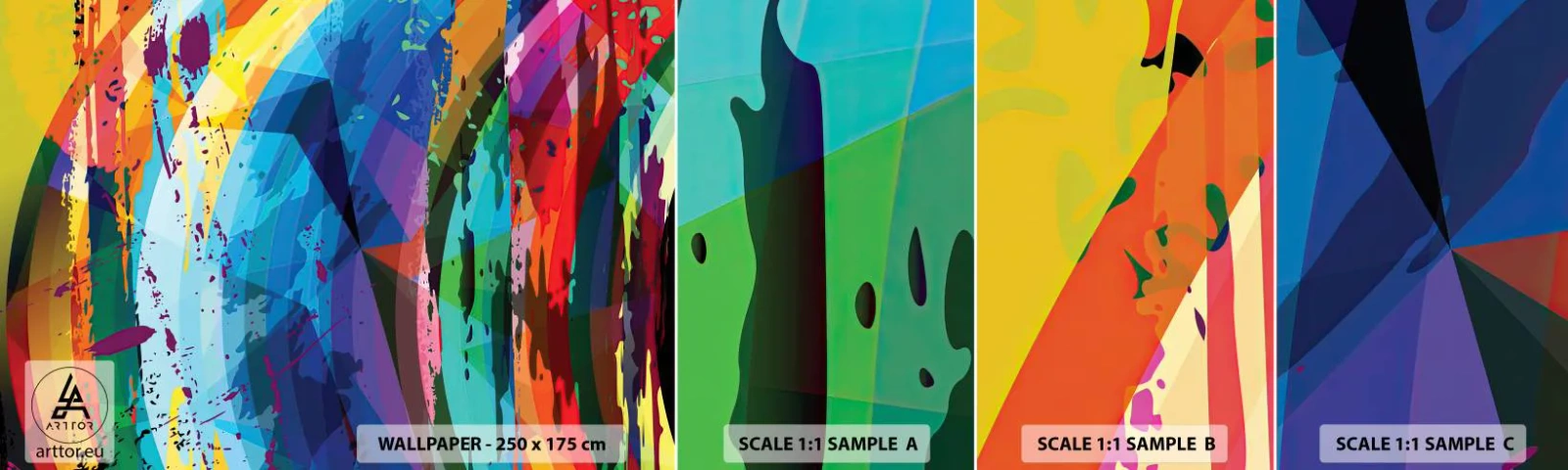 Vzor Fototapety Samolepicí Deluxe Sticker - Barevná závrať - Abstrakce, Kus, Moderní umění - 100x30 cm