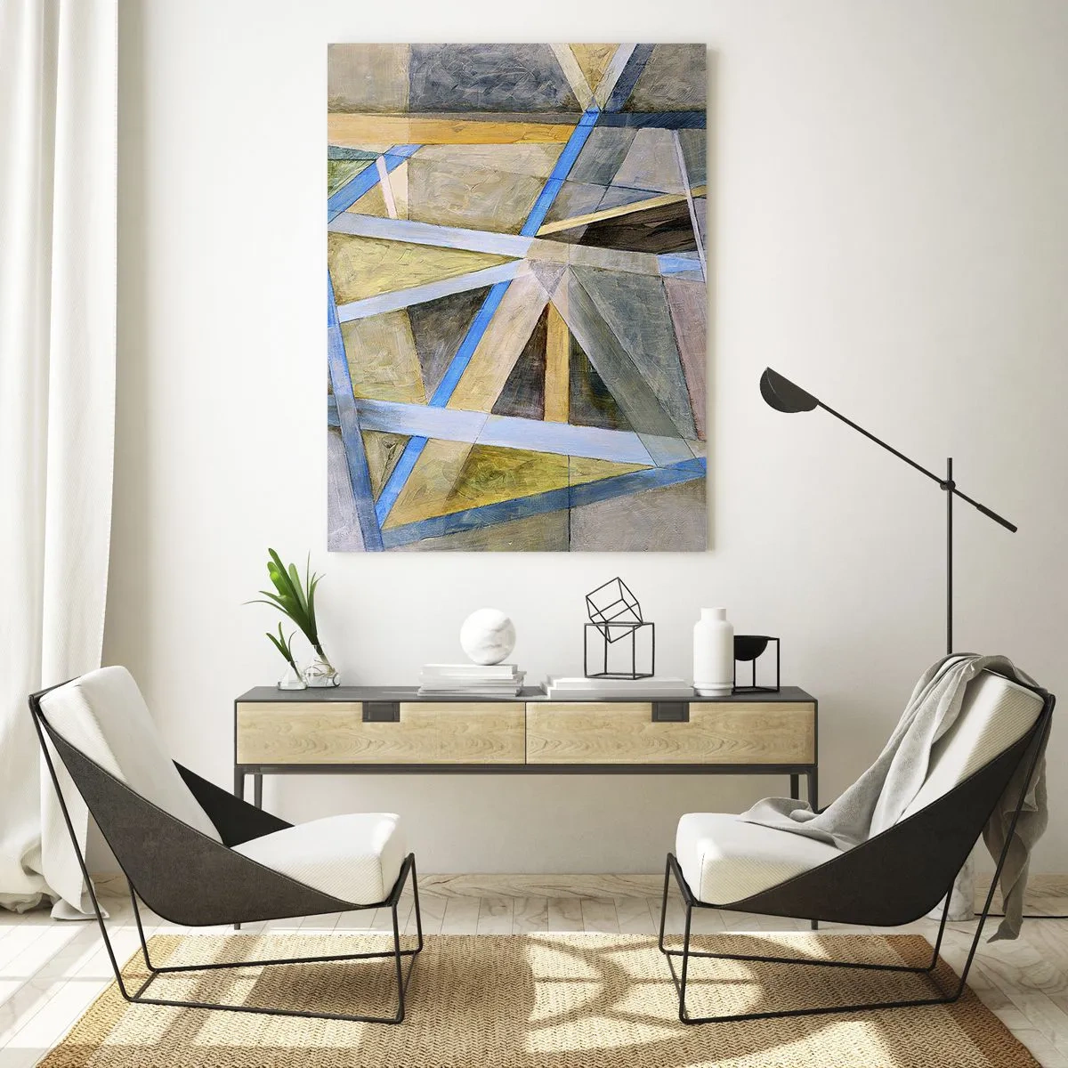 Obraz na skle - Přímo nebo diagonálně? - 50x70 cm