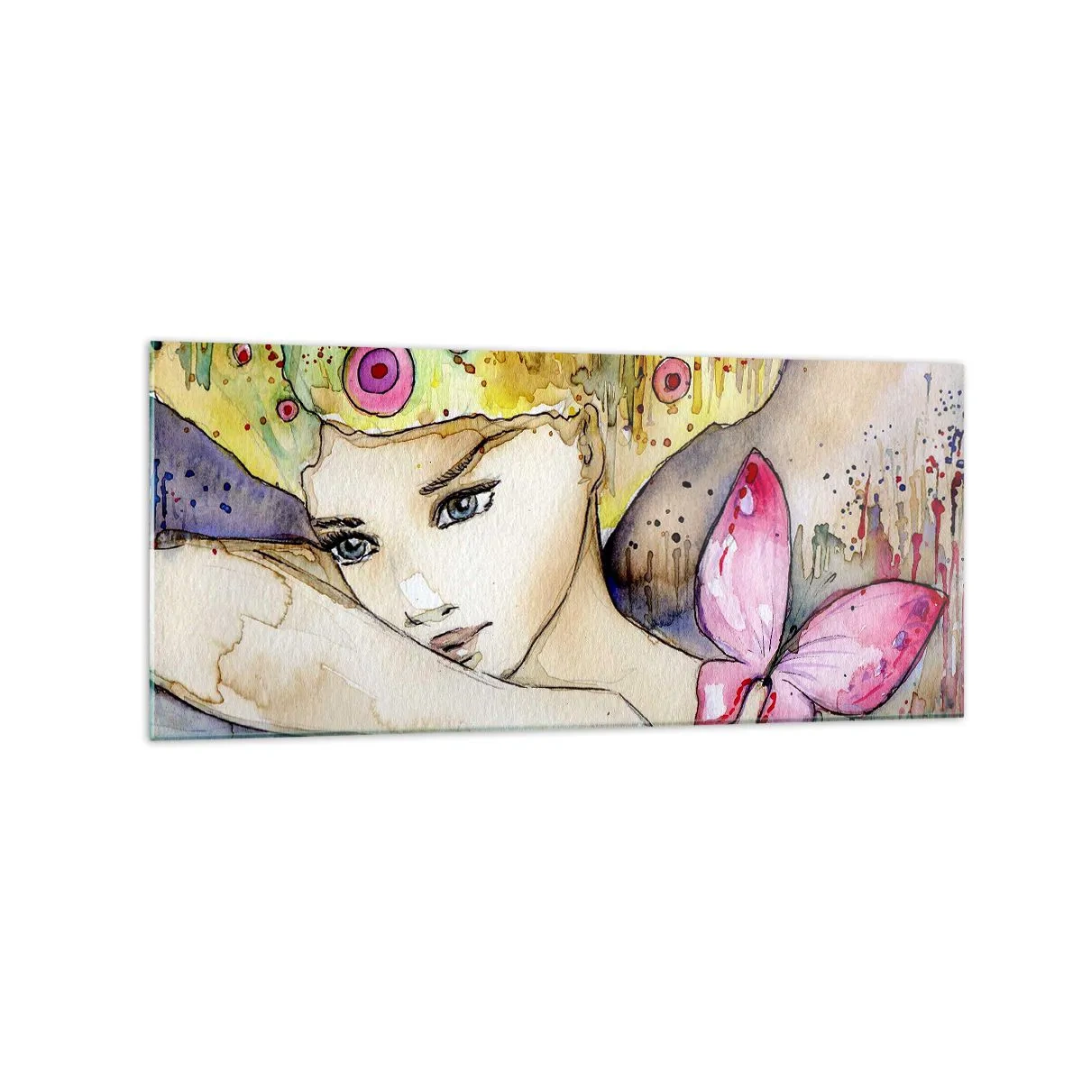 Obraz na skle - Motýlí princezna - 120x50 cm